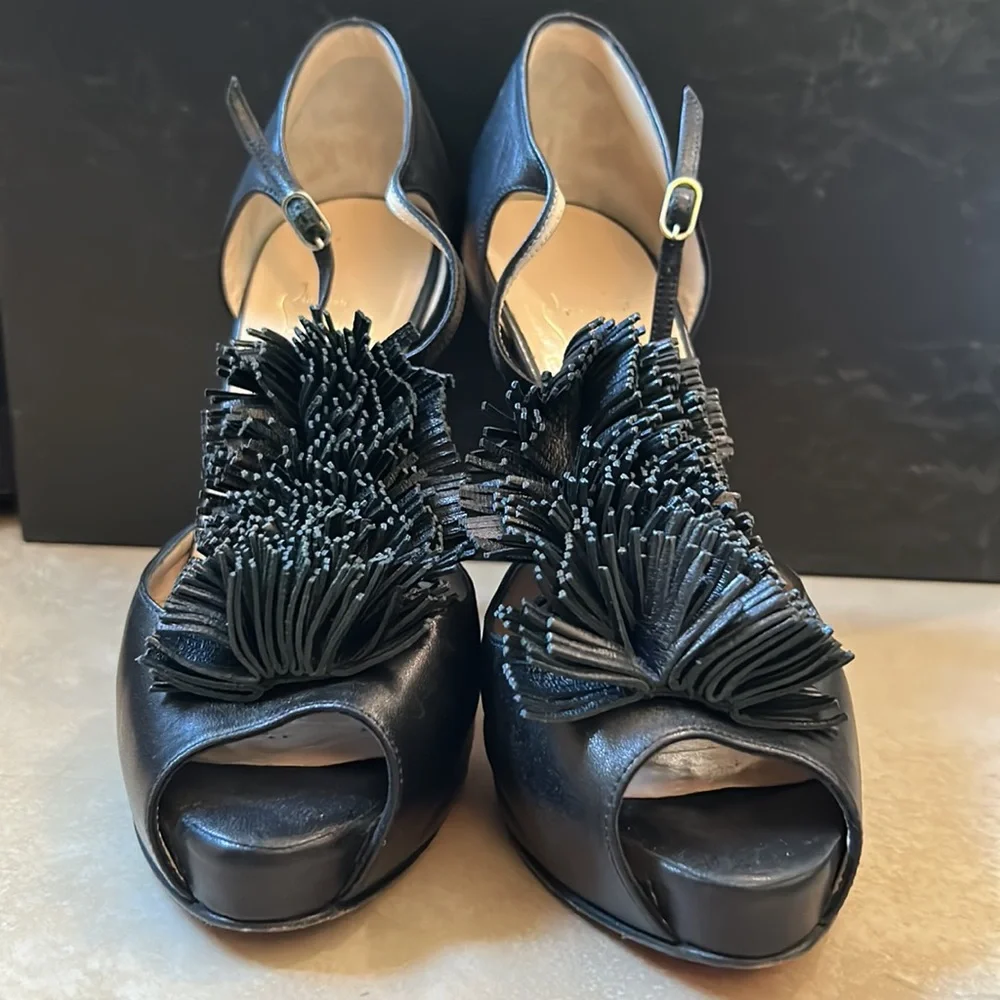 Black Fringe CL Stiletos - Picture 2 of 10